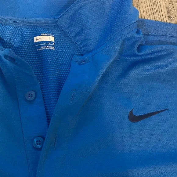 Nike Golf Tour Performance Dri Fit Polo Shirt Mens Large Blue Short Sleeve - Picture 5 of 5